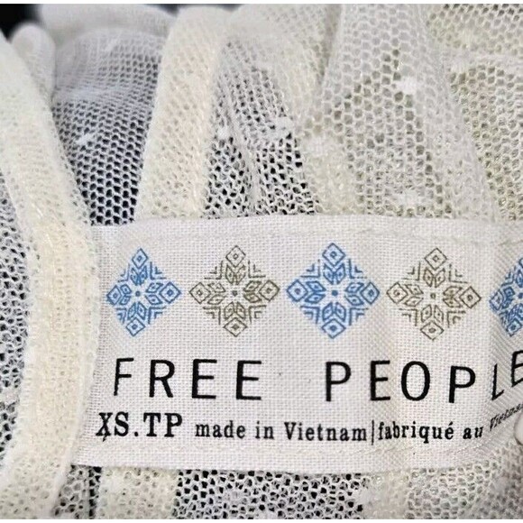 Free People Starlight Mini Dress Size XS Cream Mesh Lurex Bodycon Neutral Summer - Picture 9 of 9